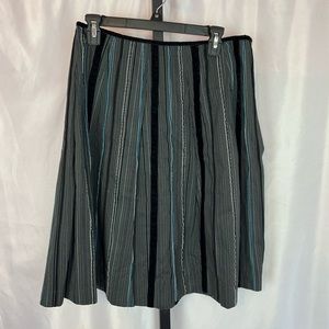 Talbots Petites Striped Skirt Blue Gray Black Side Zip Closure, size 12P